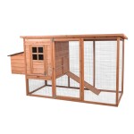 <p>Henhouse with paddock without ground wires. Possibility of locking over night. Made of durable fir wood. Roof covered with asphalt shingle Dimensions (L x W x H): 201 x 68 x 102 cm.</p>
