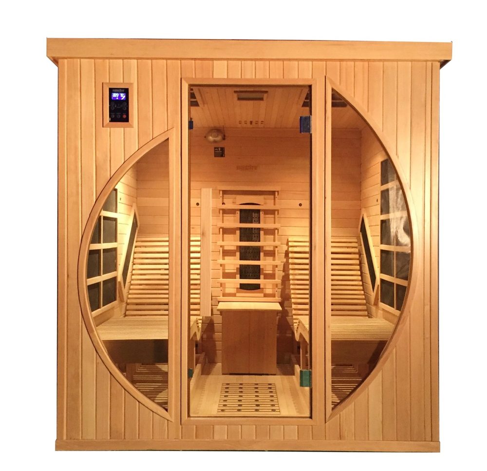 Infrared sauna for 2 persons - HECHT FANTASY 5 ceramic + 9 carbon heaters. Double control panel. MP3 player + radio. Tinted glass door. Air ionizer