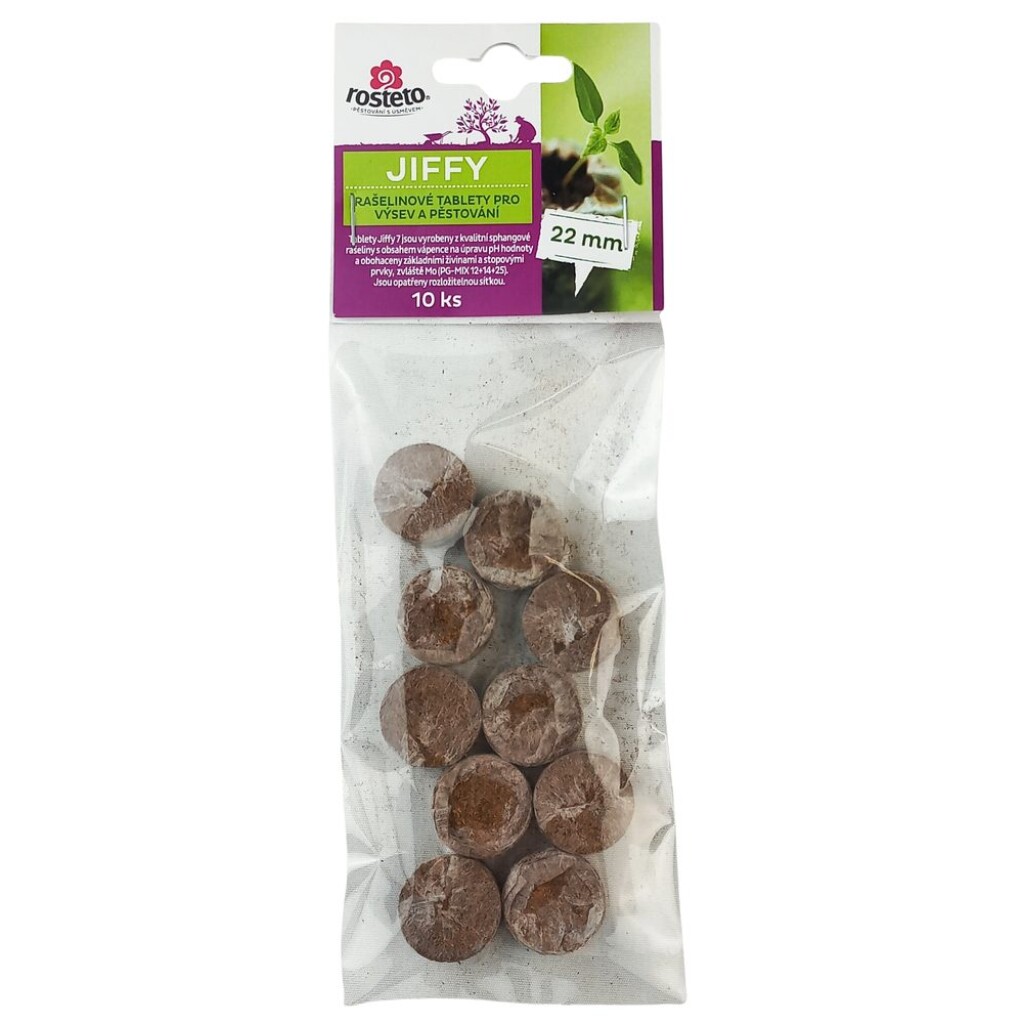 Peat pellets suitable for pre-growing seeds or for rooting plant cuttings