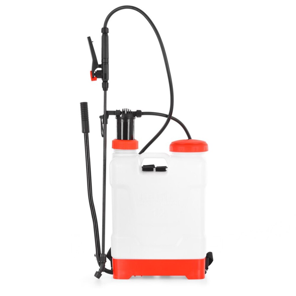 Knapsack sprayer. Tank volume 12 litres. Max. pressure 4 bar. Adjustable spray nozzle. Hose lenght 50 cm