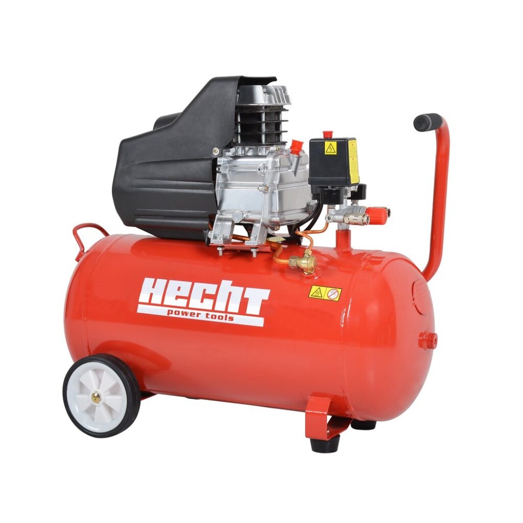 Oil air compressor. Power input 1500 W. Hose lenght 3 metres. Max output pressure 8 bar. Max suction power 180l/min. 230V/50Hz. Weight 11