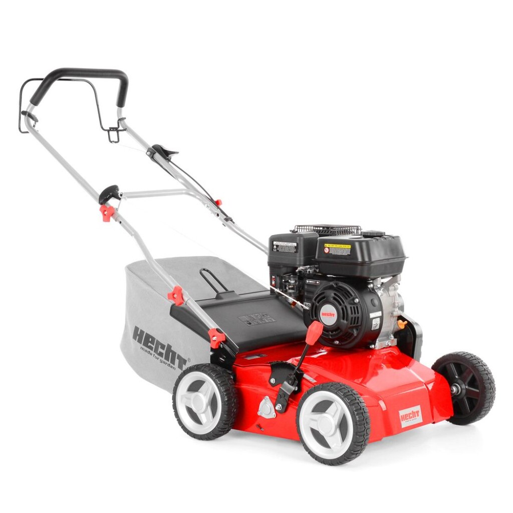 Petrol powered lawn aerator with steel chassis with 163 cc HECHT OHV engine. Suitable for areas of up to 1600 m2.