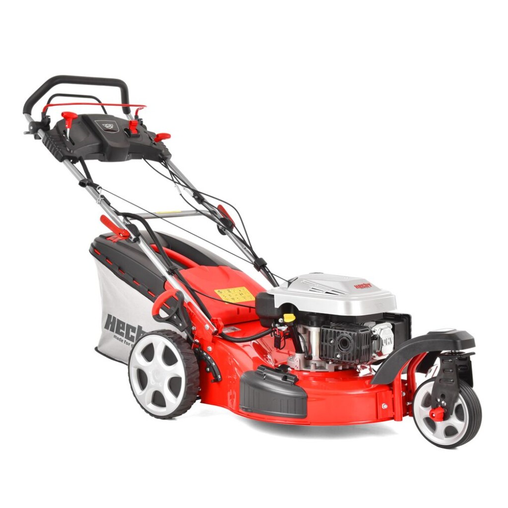Petrol lawn mower with 4-speed self propelled system and electric starter. Working width: 56 cm. Engine displacement: 173 ccm. Collecting box: 60 l.