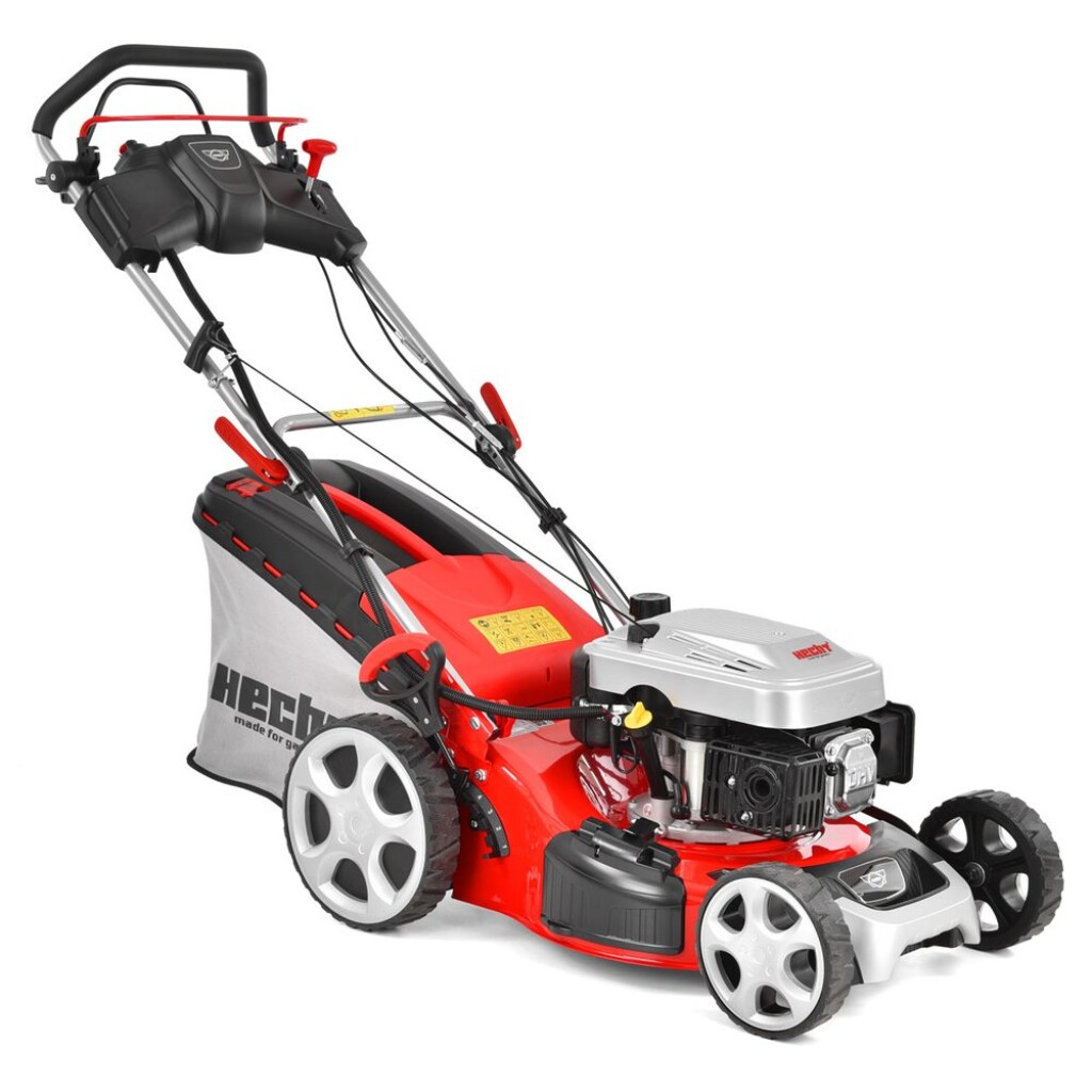 Self propelled petrol powered rotary lawn mower with steel chassis
