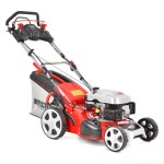 <p>Self propelled petrol powered rotary lawn mower with steel chassis