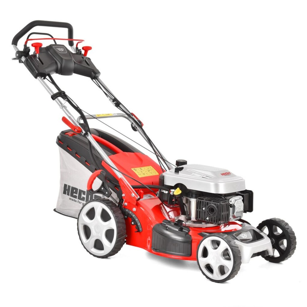 Self propelled petrol powered rotary lawn mower with steel chassis