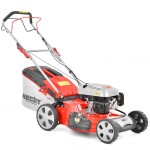 <p>Self propelled petrol powered rotary lawn mower with steel chassis