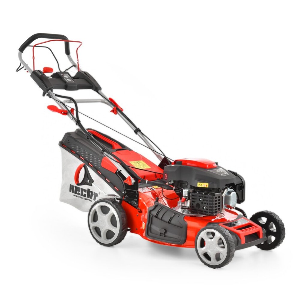 Motor lawnmower with electric starter and 51 cm reach. 196 cc engine with a rated power of 4 kW. Basket capacity 65 l. With running gear. Suitable for mowing areas up to approx. 1200 m2.