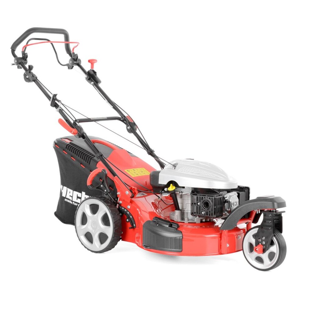 Petrol lawn mower with self propelled system. Working width: 51 cm. Engine displacement: 173 ccm. Collecting box: 60 l.