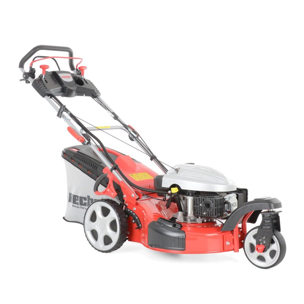 Self propelled petrol powered rotary lawn mower with steel chassis