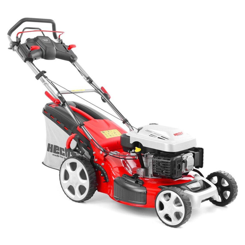 Self propelled petrol powered rotary lawn mower with steel chassis