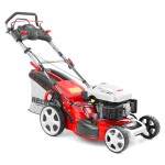 <p>Self propelled petrol powered rotary lawn mower with steel chassis