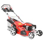 <p>Self-propelled petrol powered rotary lawn mower  with steel chassis