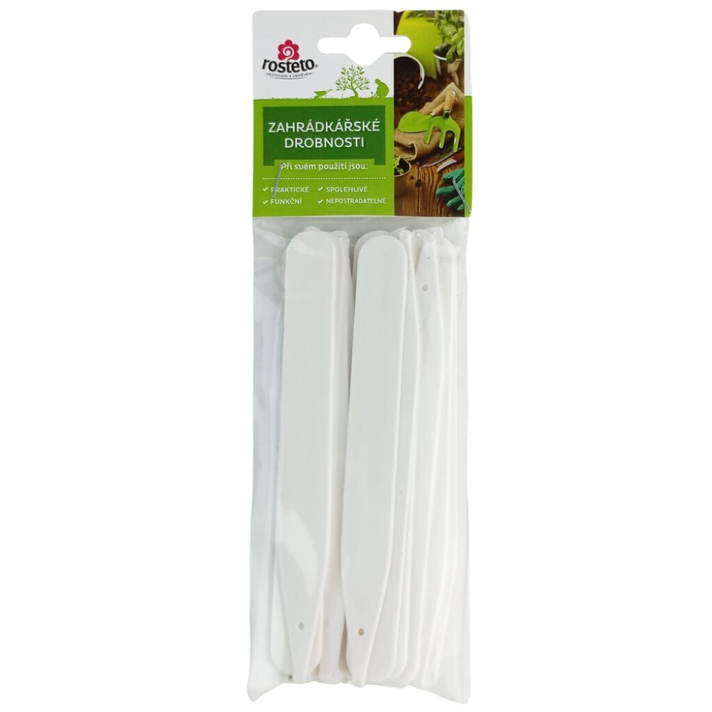 Plant label stake for labelling plants and sowings 15 x 1.7 cm. White colour. Set of 15 pieces.