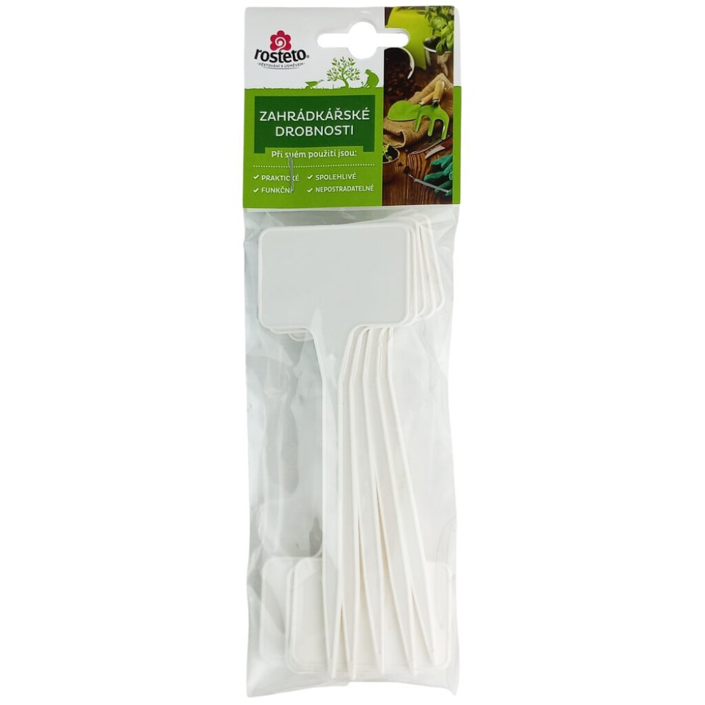 Plant label stake for labelling plants and seedlings 15 x 5.5 x 3.5 cm. White colour. Set of 10 pieces.