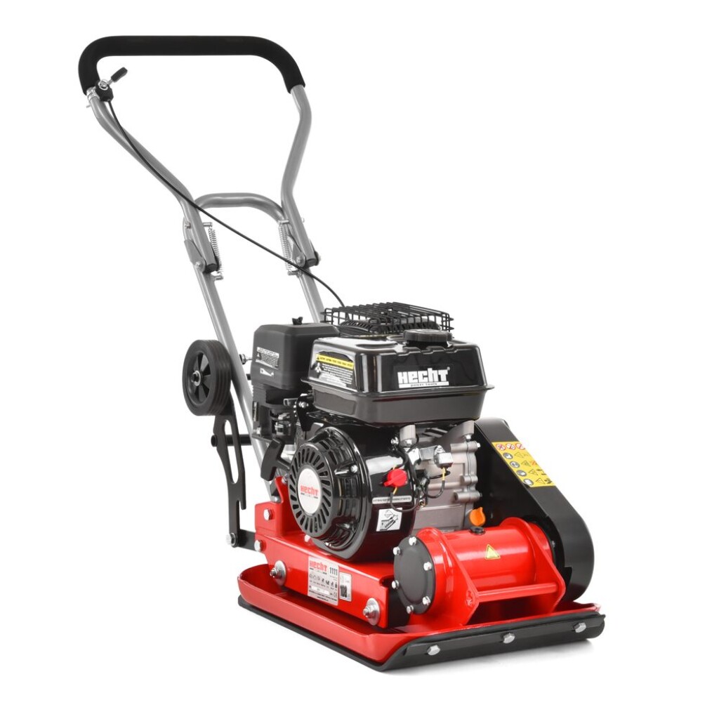 Petrol plate compactor with an engine of 163 ccm. Plate dimensions 530 x 370 mm. Compaction pressure 11000 N. Compaction depth 25 cm. Weight 63 kg. Folding wheels for easy transport. Damping pad included. Steel chassis.