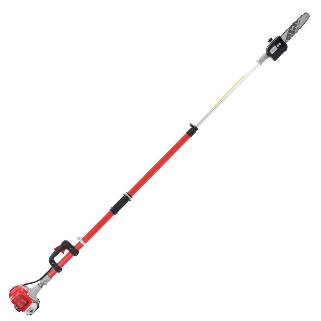 Motorized pole saw with 30 cm bar length. 26 cm3 engine with 1 HP rated power. Weight 8.9 kg. Telescopic handle 2.96 - 4.25 m.