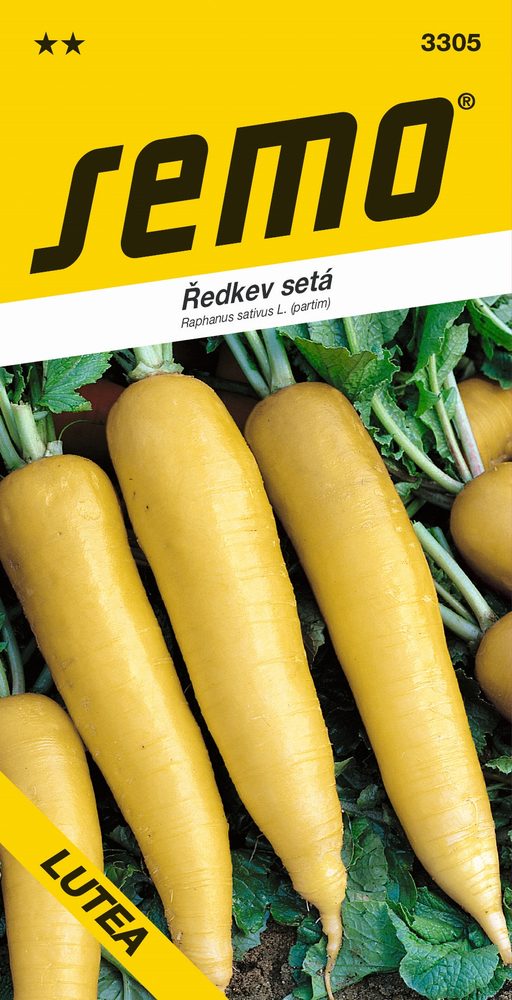 Radish - Lutea Yellow 5g Early to mid-early summer radish with an elongated shape and yellow root. Intended for direct consumption.