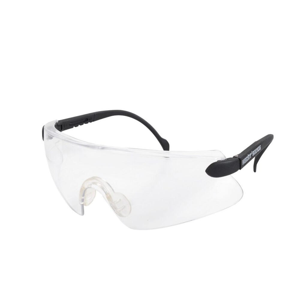 Safety googles with adjustable lenght of temple arms.