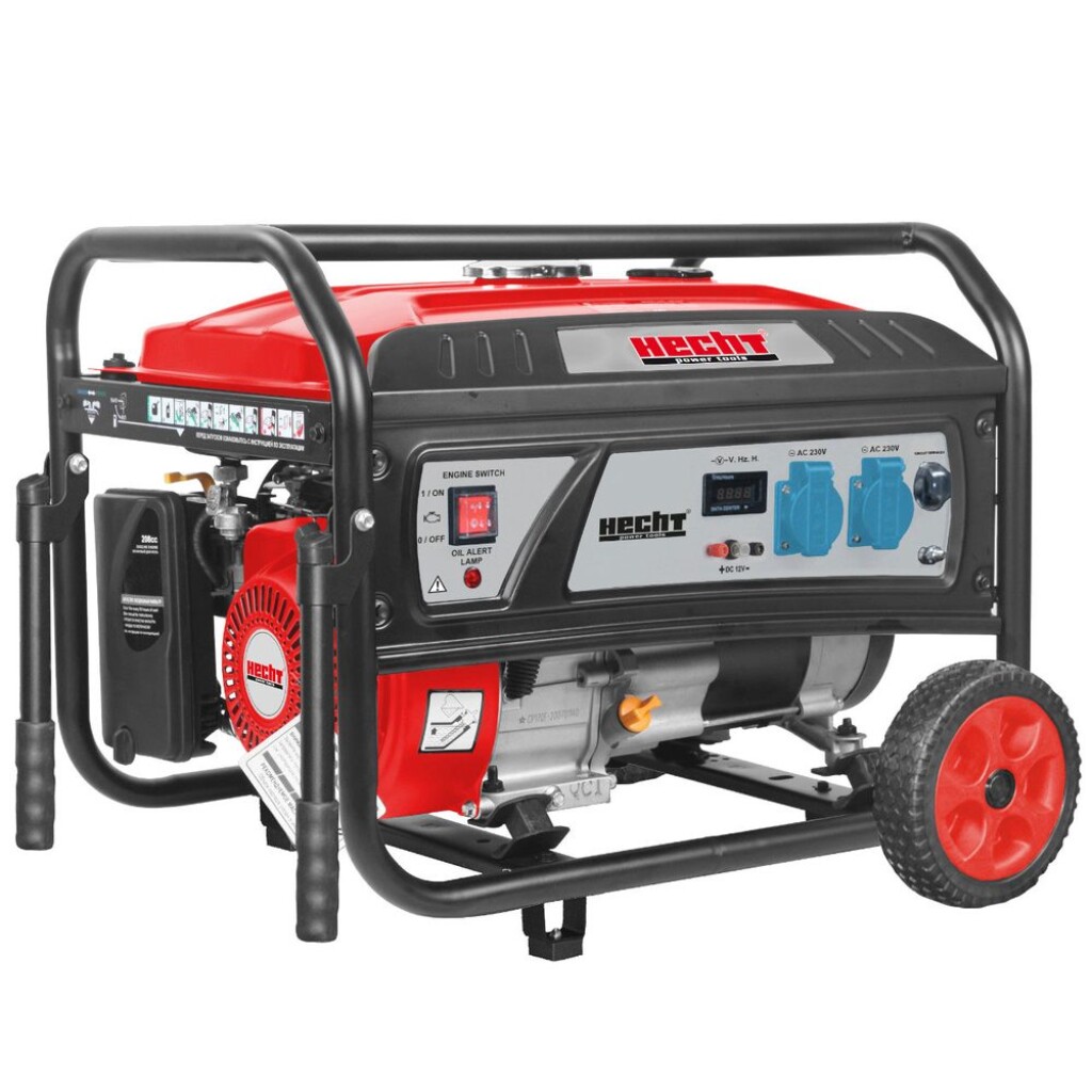 Powerful single-phase generator HECHT GG 3300W with 223 cm³ engine and maximum output of 3800W. Ideal backup power source for home