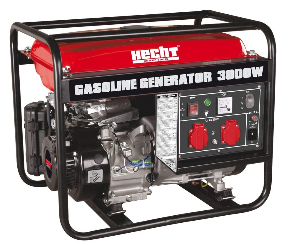 Single-phase inverter gasoline generator - HECHT GG 3300 Gasoline electricity generator. Power 7 HP. Continuous power 2600 W