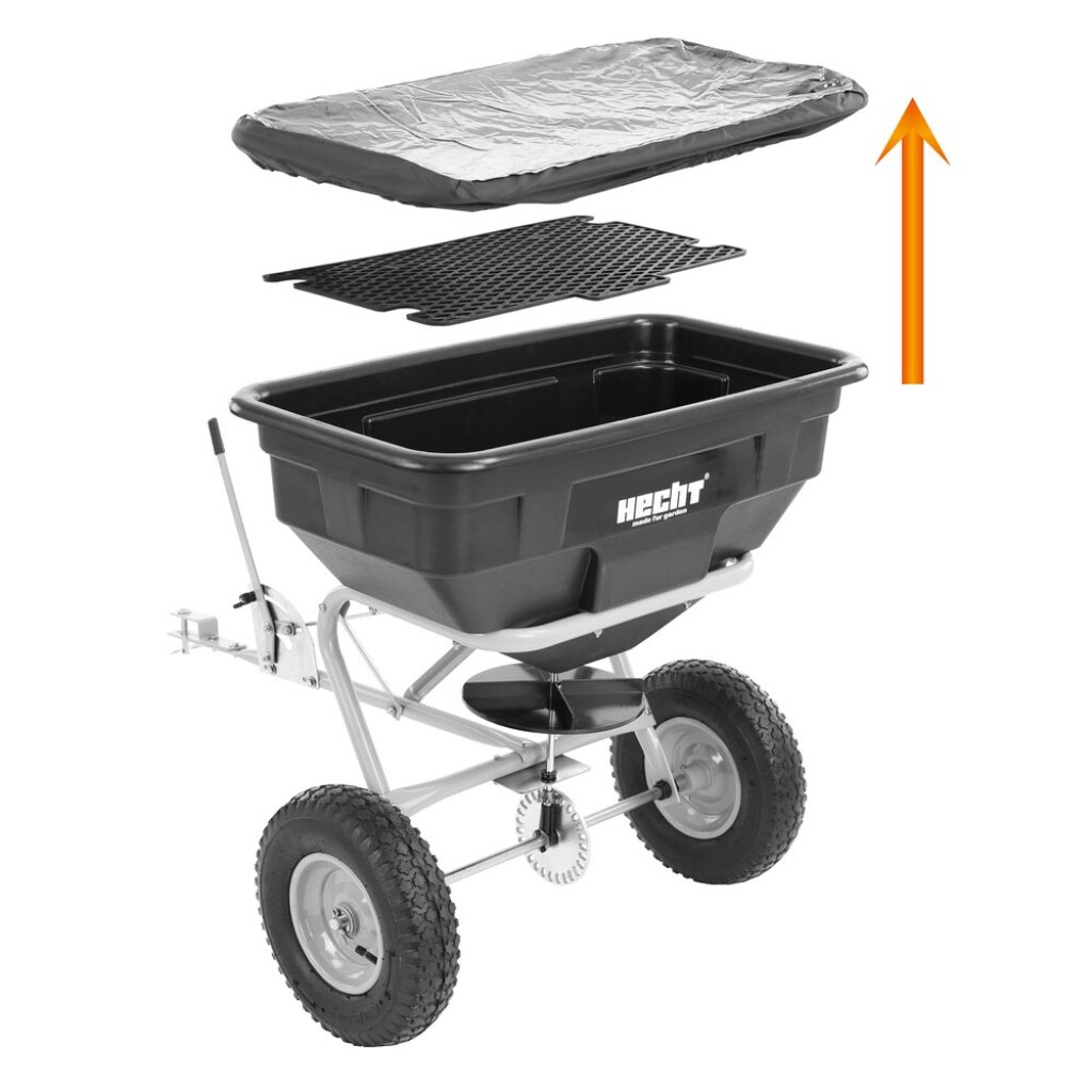in winter even salt. Adjustment of distribution volume at grip. Tow-behind spreader for large areas of ground.