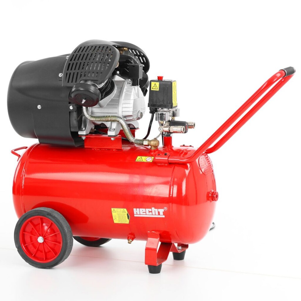 Electric two-cylinder oil compressor with an input power of 2.2 kW (3 HP). Max. pressure 10 bar. 50 l tank. Weight 40 kg.
