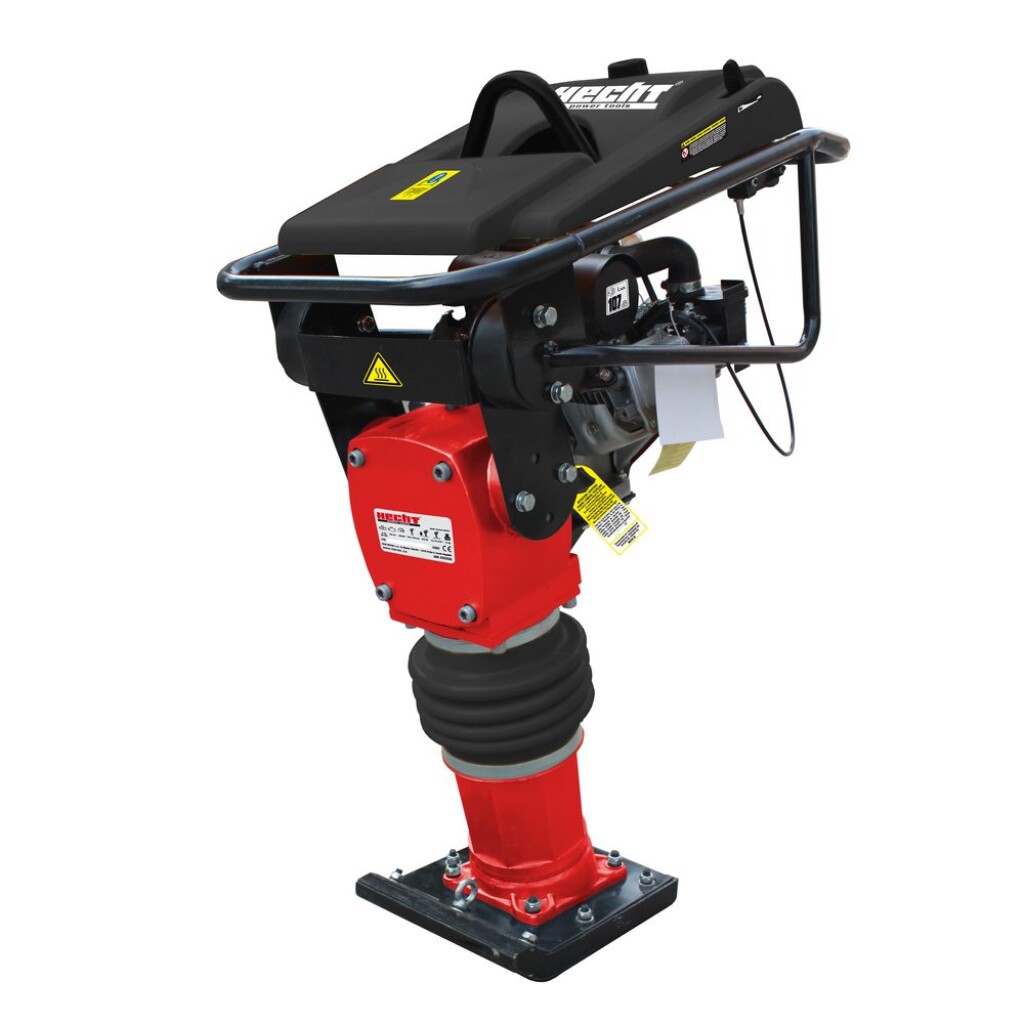 Motor vibrating rammer with a motor with a volume of 196 cm3. Board size 33.5 x 27.5 cm. Weight 82 kg.