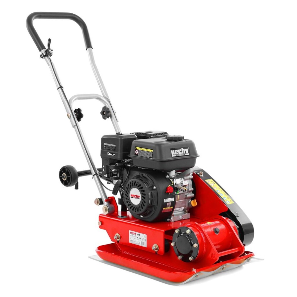 Motor-powered vibration plate with a 196 cm³ engine. Plate dimensions 54 x 42 cm. Weight 78 kg. Centrifugal force 13 kN. Maximum compression depth 30 cm. Travel speed 22 m/min.