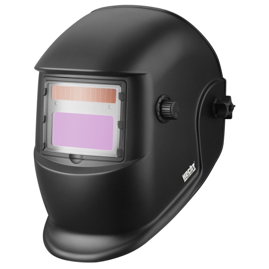 Protective welding shield. Filter dimension 110 x 90 mm. Viewing dimension 92 x 42 mm. Self-darkening in less than 1/25000 s.