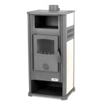 <p>Steel stove with glass door. Power 9 - 10 kW. Fireclay lined fireplace