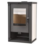 <p>Steel wood-burning stove with a glass door made of heat-resistant glass and a heating output of 11 kW. Flue 150 mm. Weight 83 kg. Stone paneling. Made in Europe.</p>