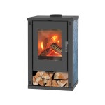 <p>Steel wood-burning stove with a glass door made of heat-resistant glass and a heating output of 11 kW. Flue 150 mm. Weight 83 kg. Stone paneling. Made in Europe.</p>
