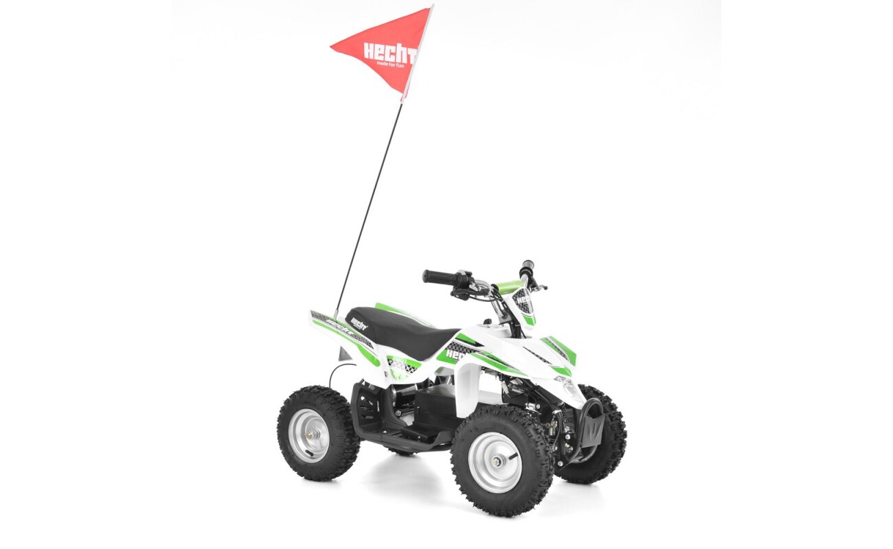 Accu quad with metal frame and disc brakes. Wheels with 6" tires