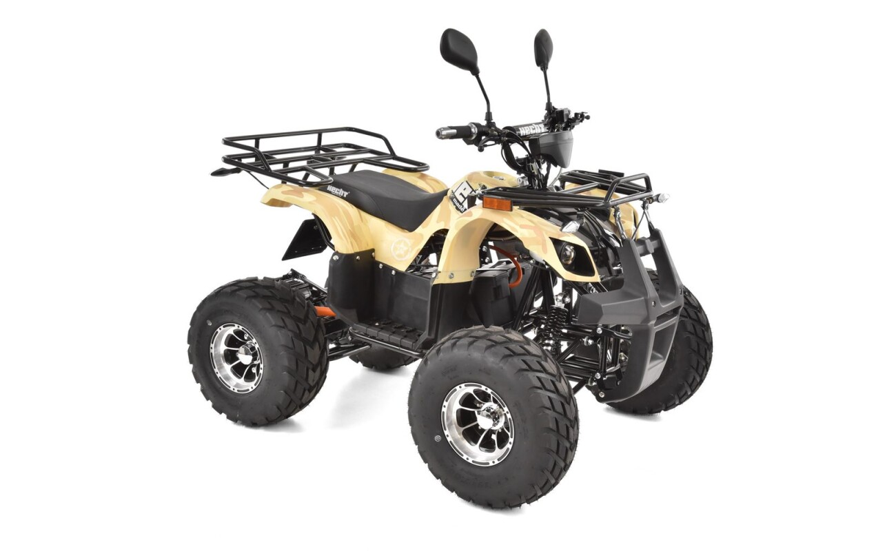 Cordless quad bike homologated for road use. Motor 1200 W. Dimensions (L x W x H): 145 x 102 x 96 cm.
