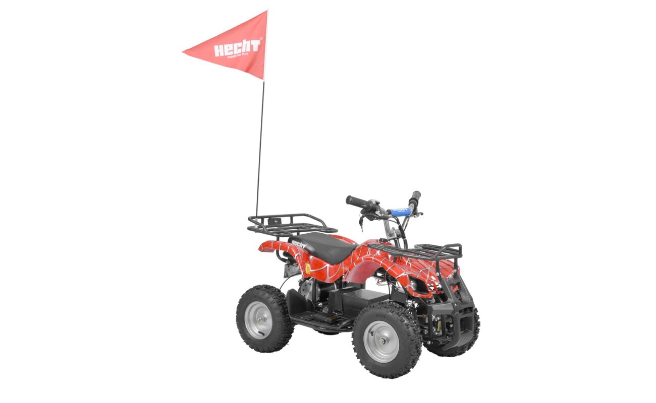 Electric ATV with 800 W engine. Power supplied by 36 V battery with 12 Ah capacity. Speed max. 20 - 25 km/h. Equipped with big 6" wheels. Battery indicator