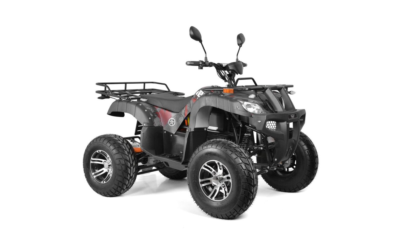 Cordless quad bike homologated for road use. Motor 2200 W. Dimensions (L x W x H): 184 x 116 x 110 cm. 