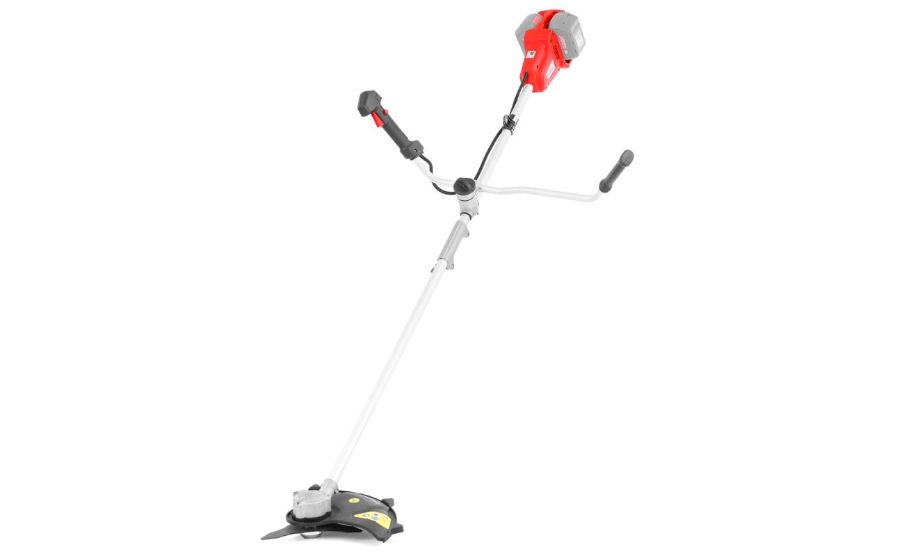 Accu brushcutter with 25.5 cm blade span and 35 cm string span. Dividable shaft. Voltage 40V. Semi-automatic string unwinding. Ergonomic Bike handles. Weight 4
