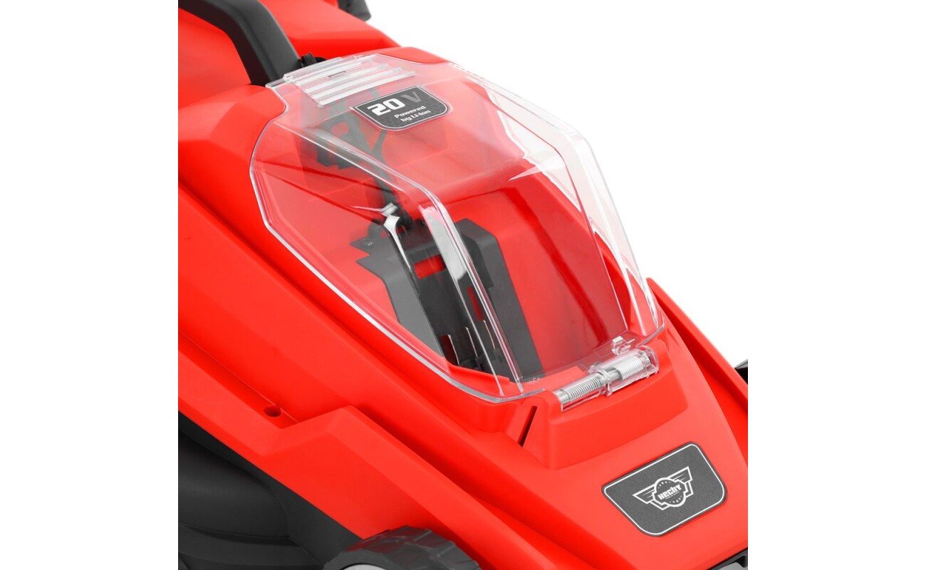 an adjustable stroke height of 30-55 mm and a 30 litre collection basket. The lightweight design with a total weight of 10.6 kg ensures easy handling.