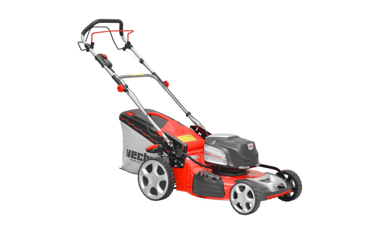 Accu lawn mower with a cutting width of 46 cm. Voltage 62 V. Battery capacity 2.5 / 4 Ah. Basket capacity 60 l. Patented wheel design with running gear.