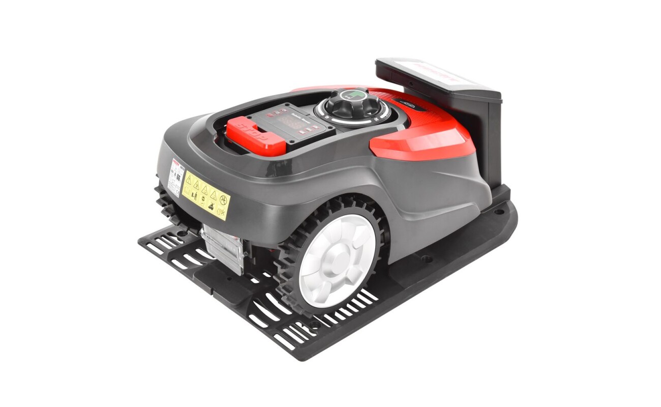 voltage 20 V. Battery capacity 2.5 Ah. Recommended mowing area up to 800 m2. Bluetooth applications Android