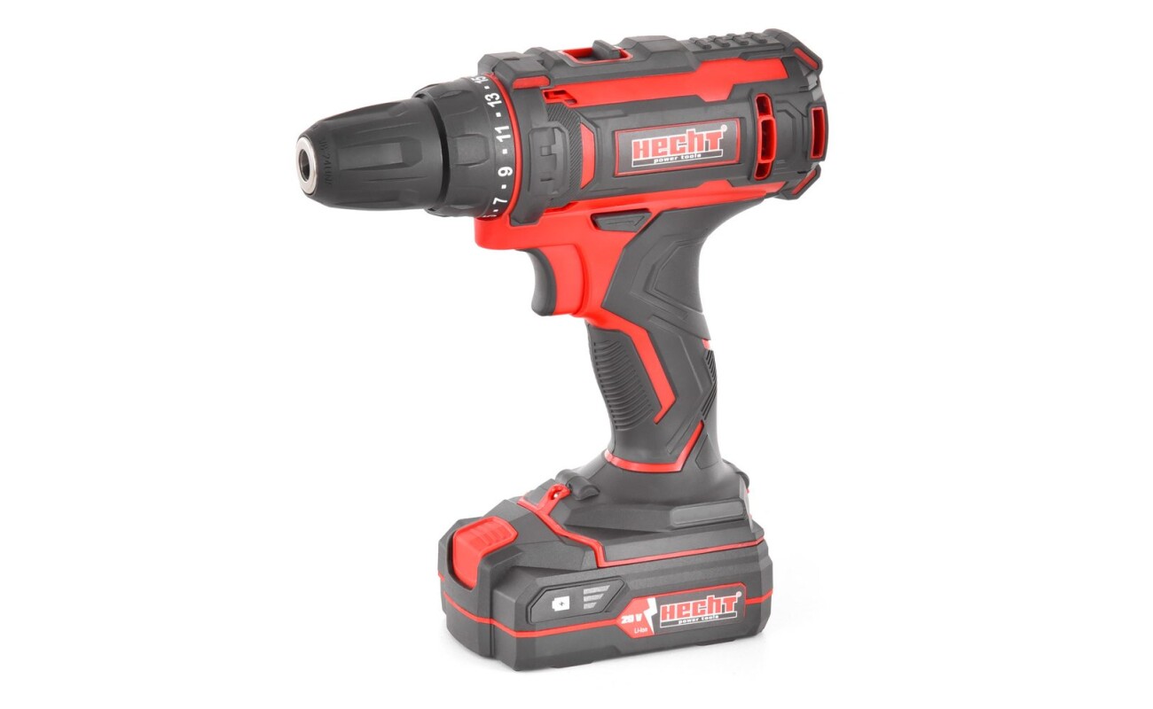 Electric cordless screwdriver with drill function. Voltage 20 V. Battery LI-ion