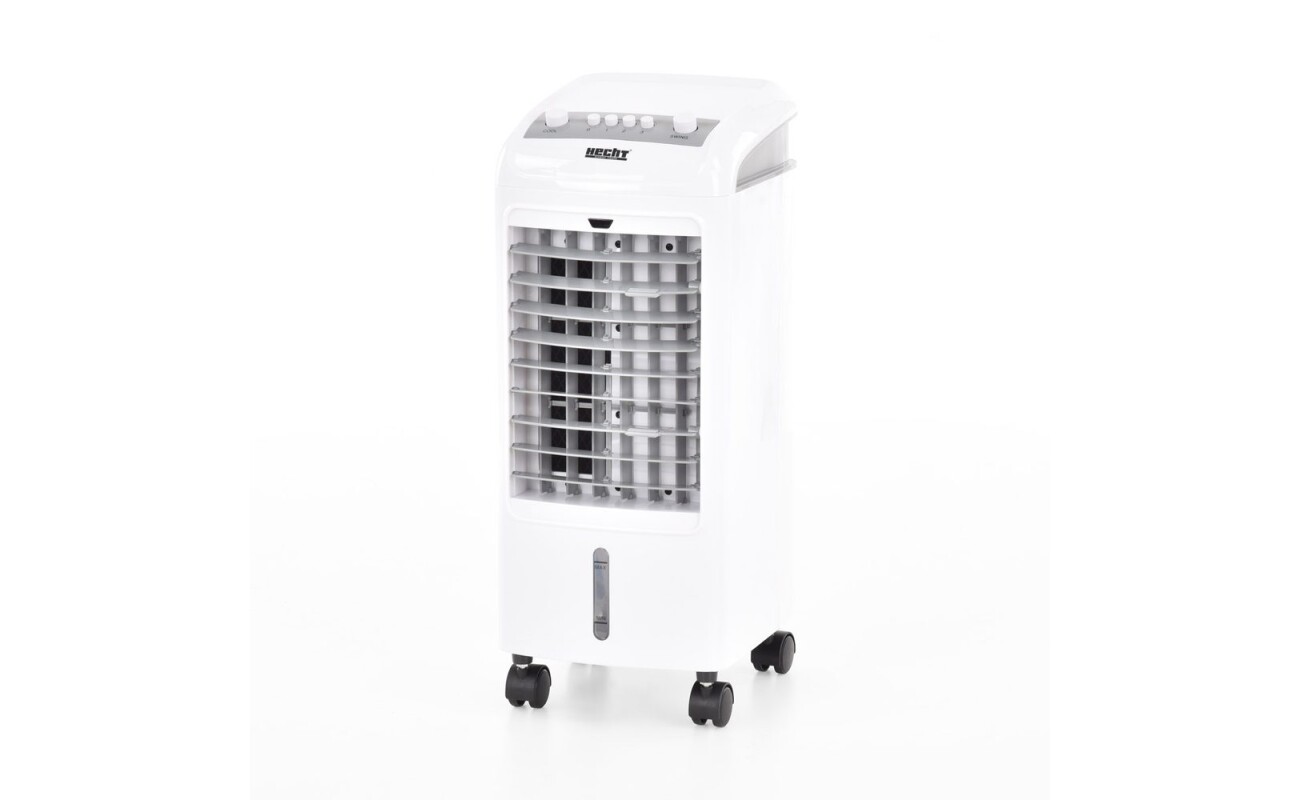 Electric air cooler with a power input of 75 W. Air volume 252 m3 / h. Water tank capacity 4 l. Weight 4.5 kg. Class: Climate T.