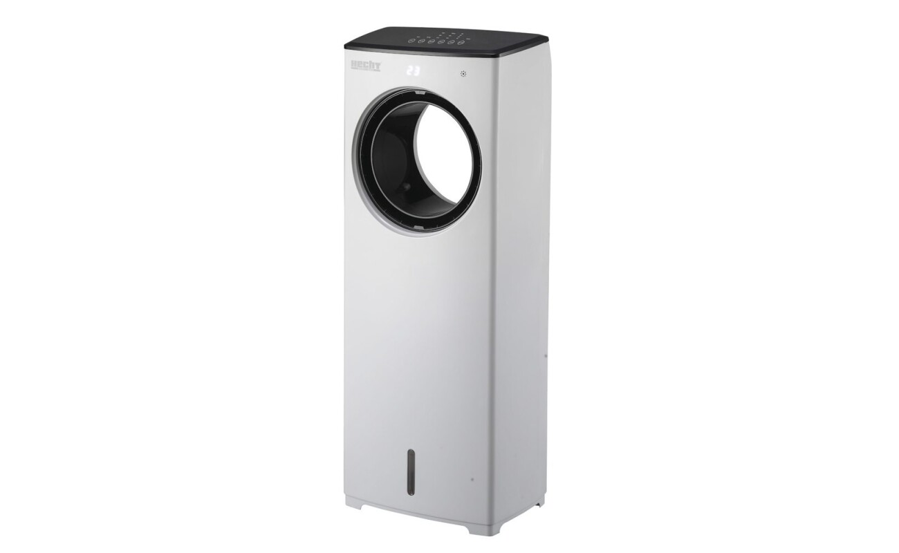 Electric air cooler with a power input of 110 W. Air volume 428 m3 / h. Water tank volume 3.5 l. Weight 5.7 kg. Class: Climate T.