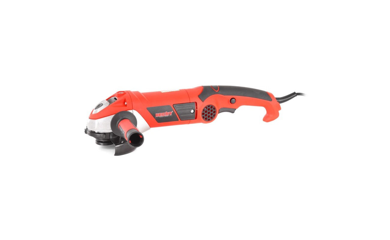 Electric powered angle grinder. Quick release disc guard. Auxiliary handle