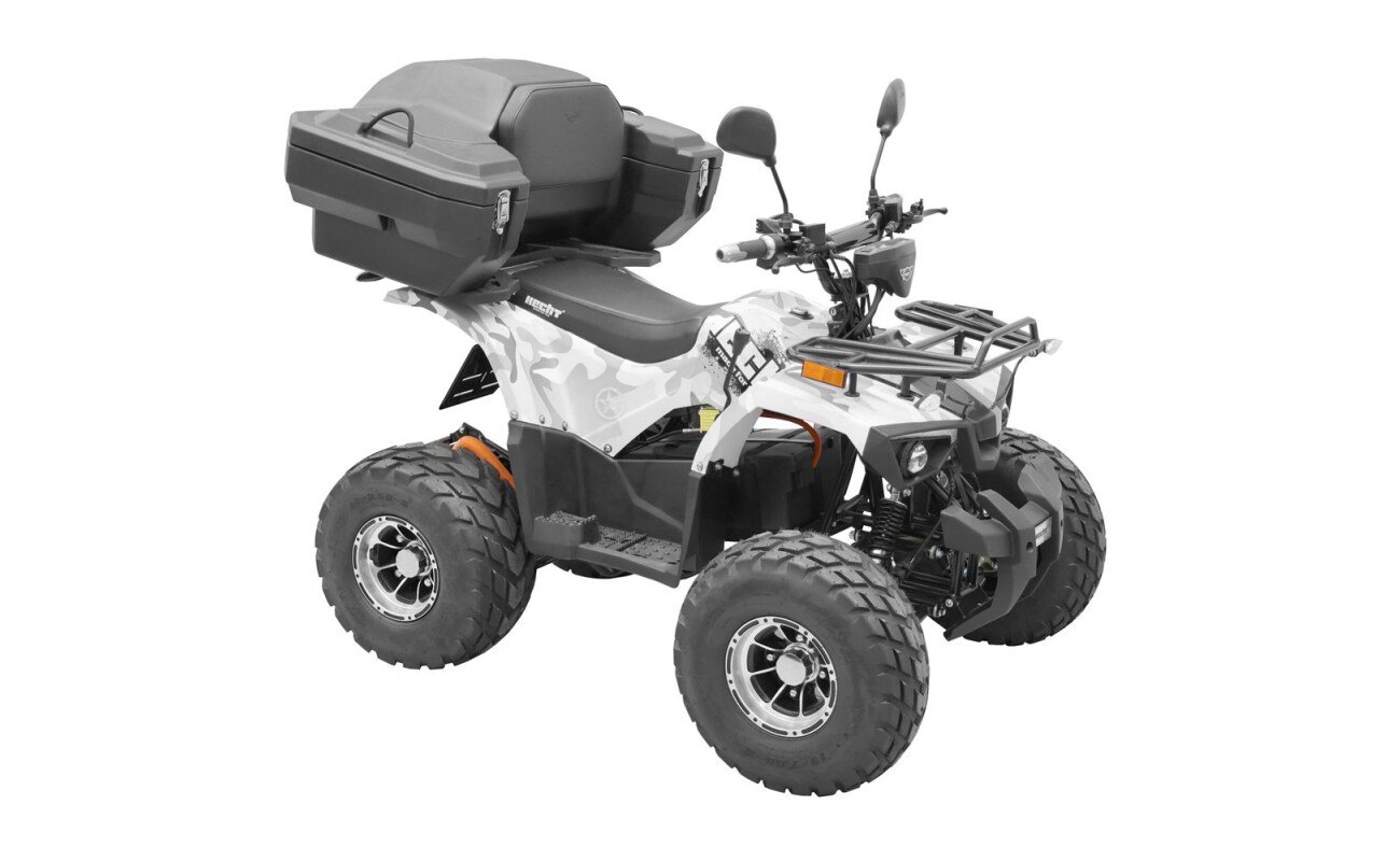 Battery-powered ATV homologated for road use. 1200 W motor. Dimensions (L x W x H): 160 x 104 x 121 cm.