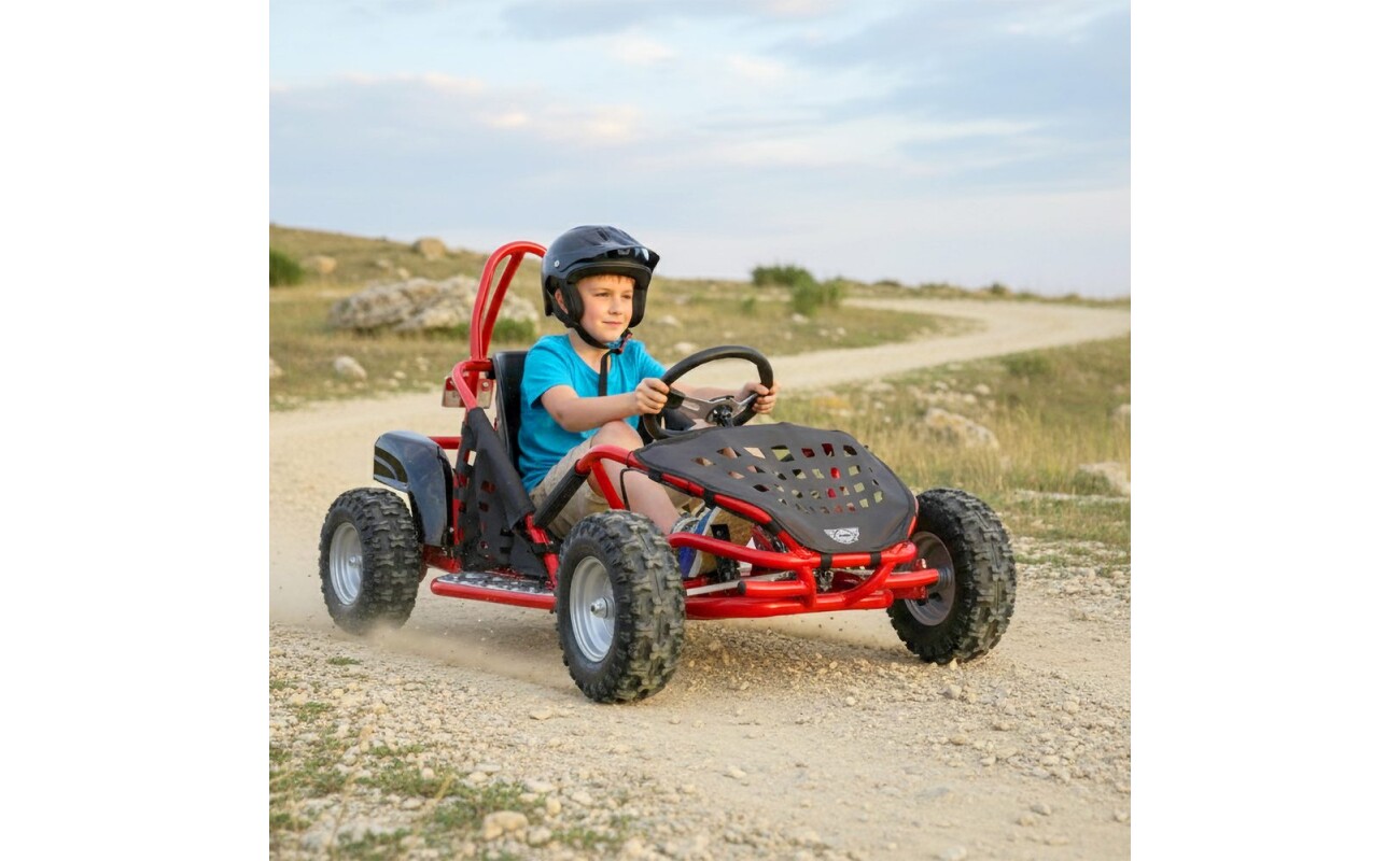 max speed 35 km/h and range up to 30 km. Perfect fun for children up to 30 kg. 8–10 hours charging