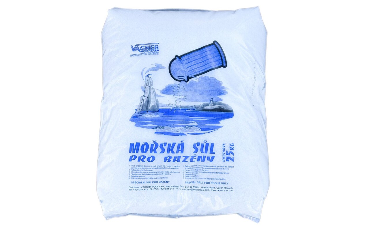 Hrubá mořská sůl určená především pro bazény vybavené solinátorem.  Bílé krystaly 1–2 mm. Bez zápachu a nečistot. Vysoce čistá sůl >97 % NaCl. Nízký obsah vlhkosti <0