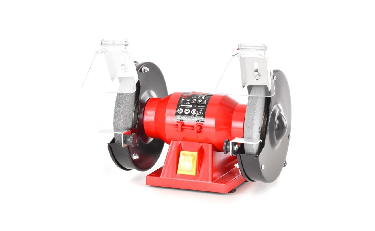 Electric double disc bench grinder. Power consumption 150 W