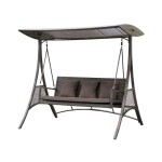 <p>Garden bench swing with steel structure. Load capacity 240 kg. Dimensions: 210 x 129 x 195 Robust three-seater garden bench with a roof